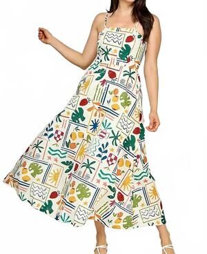 NEW RUBIENN mosaic midi dress in ivory multi